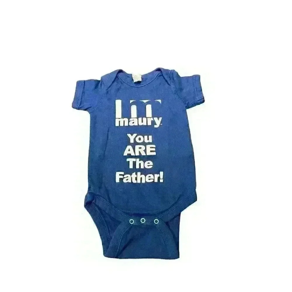 Rabbit Skins 6 Month Unisex One Piece Maury You Are The Father Blue Short Sleeve